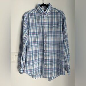 Vineyard Vines Men’s Medium Slim Fit Whale Shirt Long Sleeve Blue Plaid